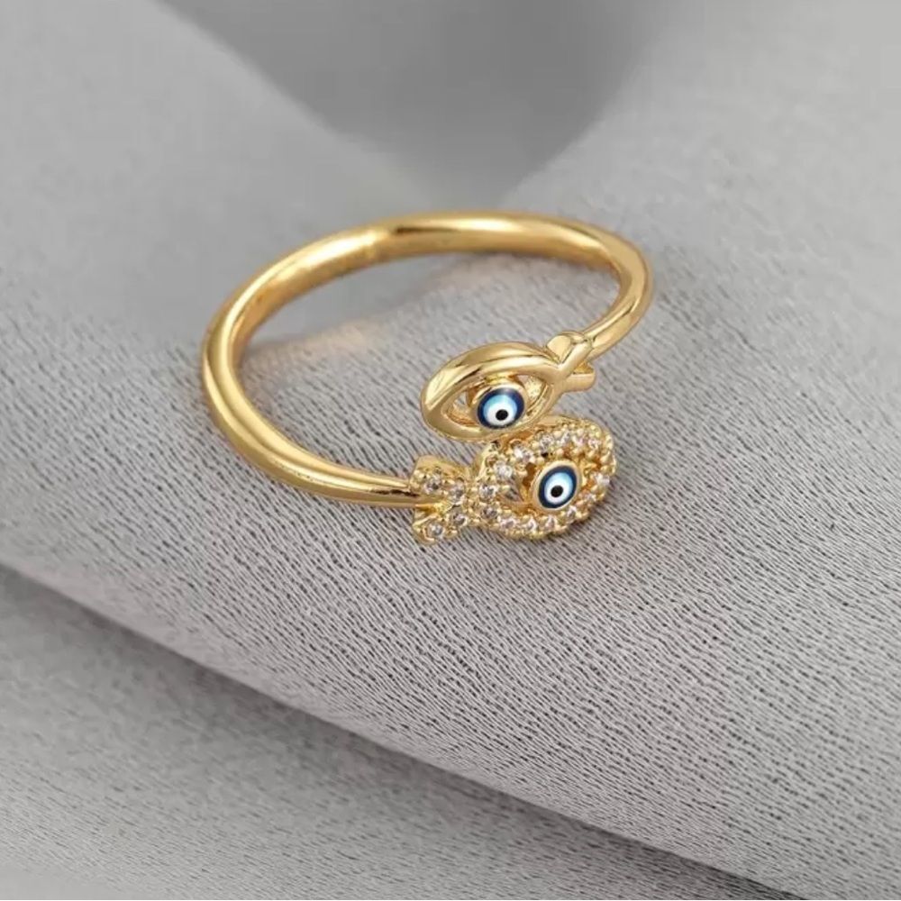 Gold Evil Eye Ring R227 - Picture 5 of 5